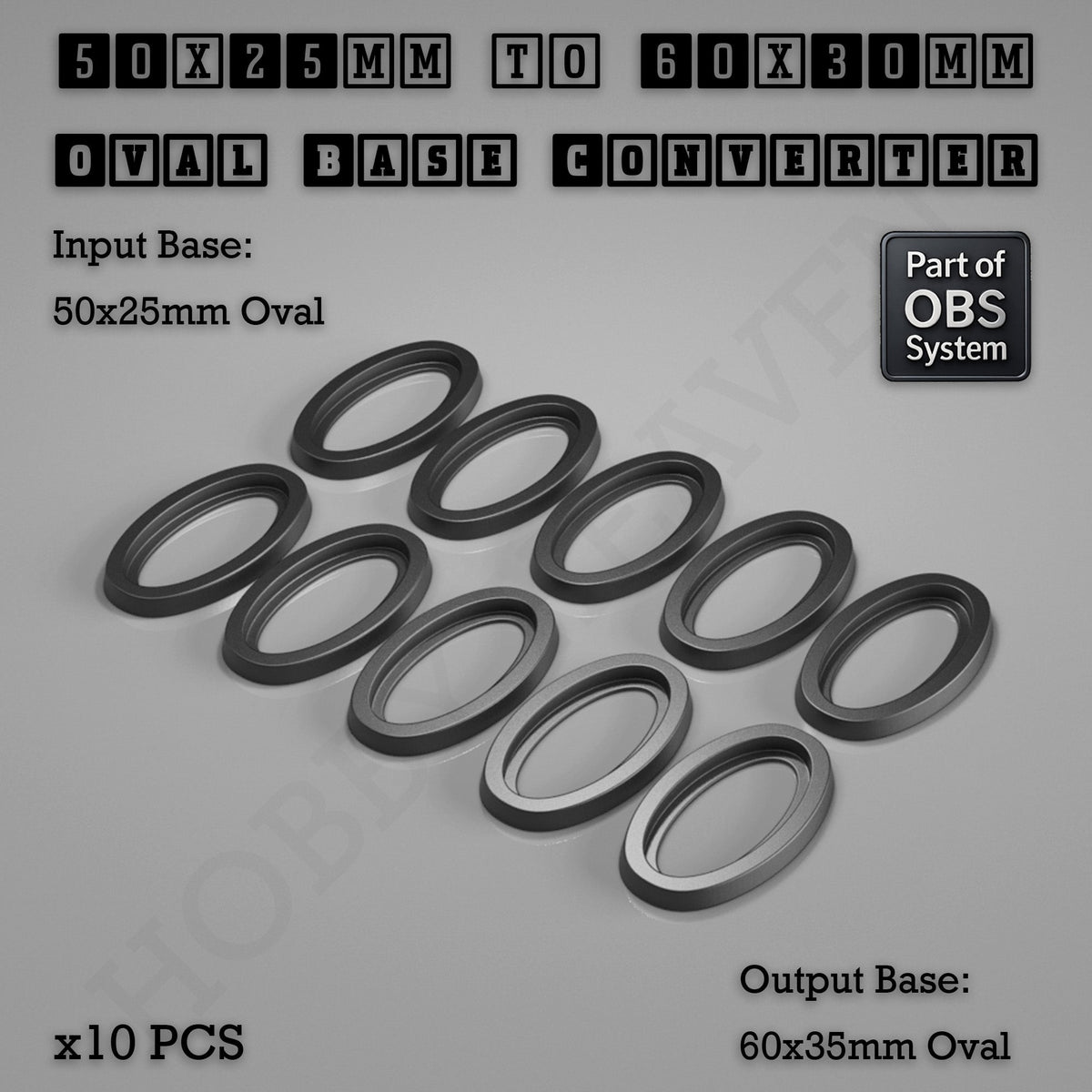 Oval to Oval Bases Size Converters 3D Print Full Range
