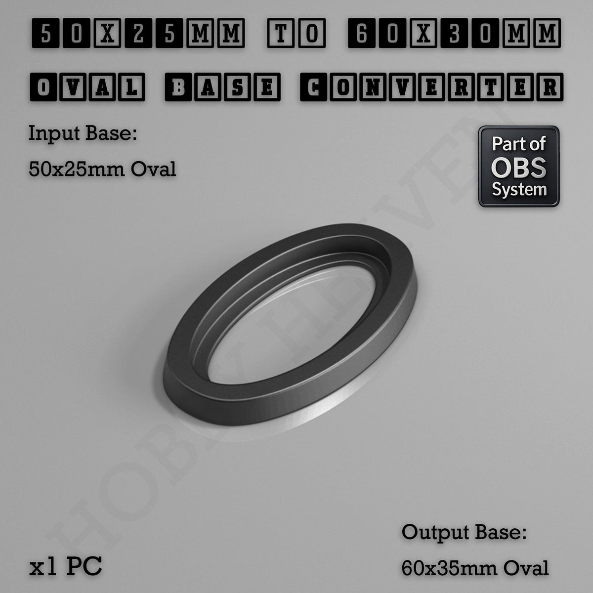 Oval to Oval Bases Size Converters 3D Print Full Range
