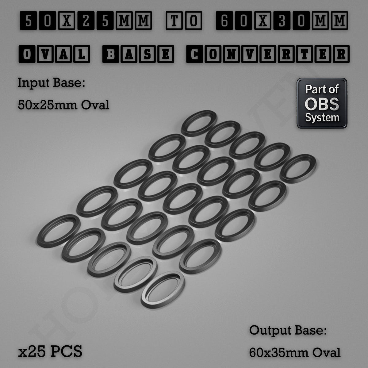 Oval to Oval Bases Size Converters 3D Print Full Range
