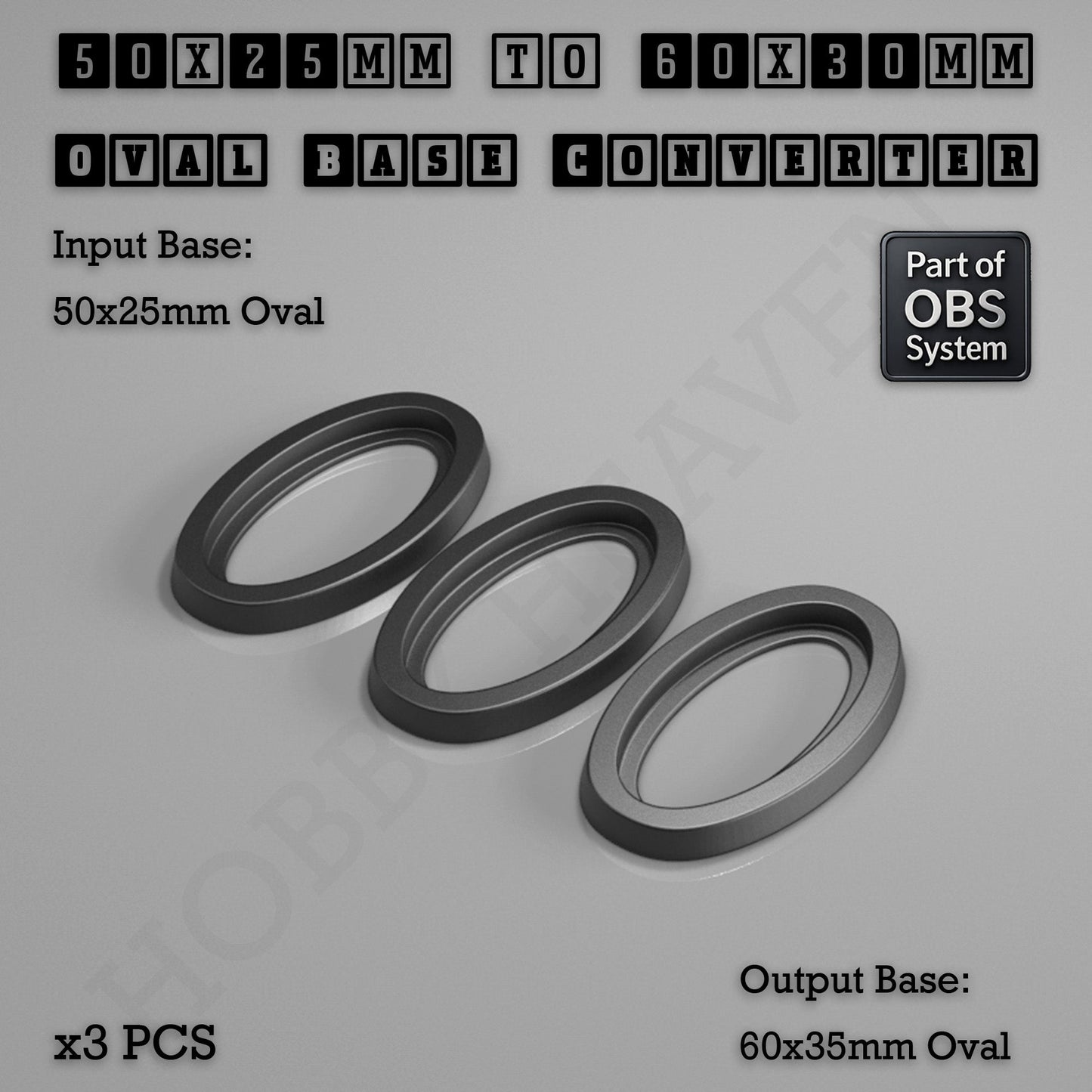 Oval to Oval Bases Size Converters 3D Print Full Range