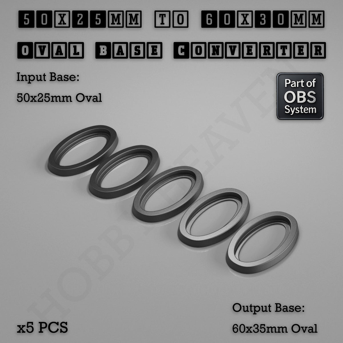 Oval to Oval Bases Size Converters 3D Print Full Range