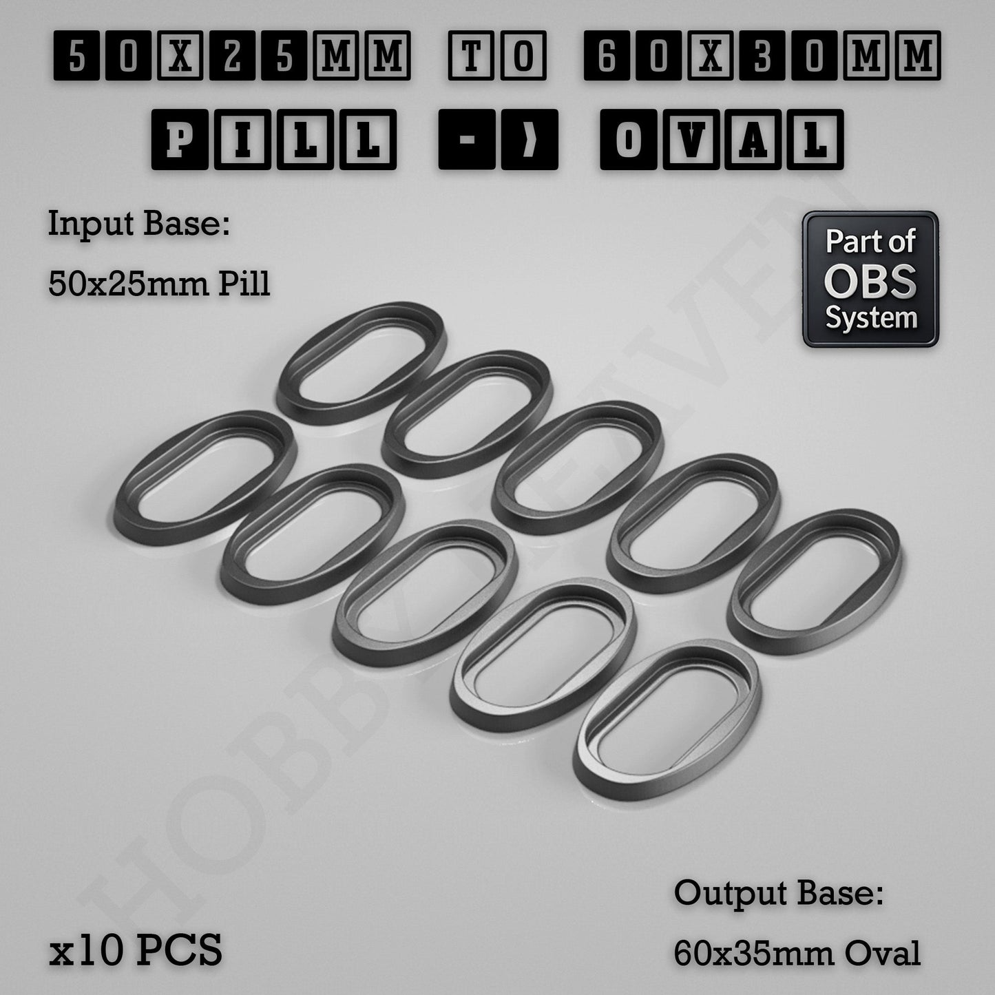 Oval to Oval Bases Size Converters 3D Print Full Range