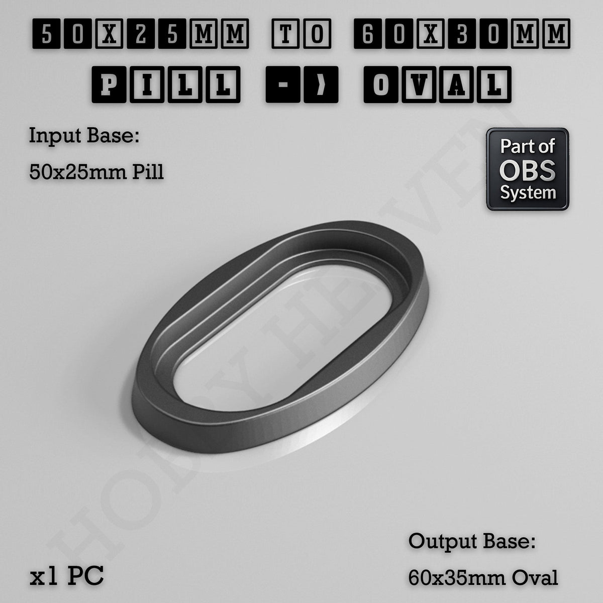 Oval to Oval Bases Size Converters 3D Print Full Range