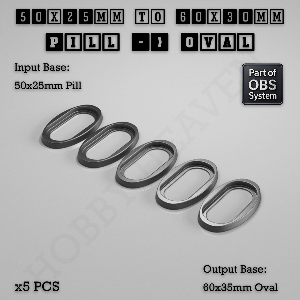 Oval to Oval Bases Size Converters 3D Print Full Range