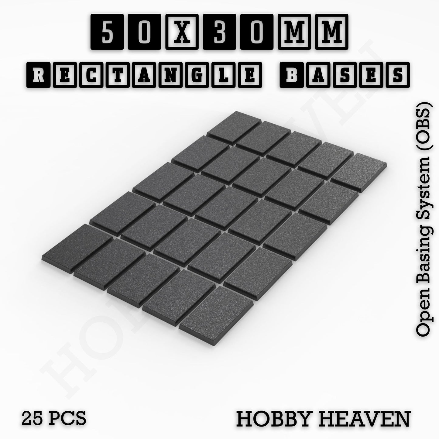 Rectangle Bases Medium Sizes - 75x30mm to 125x40mm and up to 100x90mm Wide - 3D Print Tabletop Games