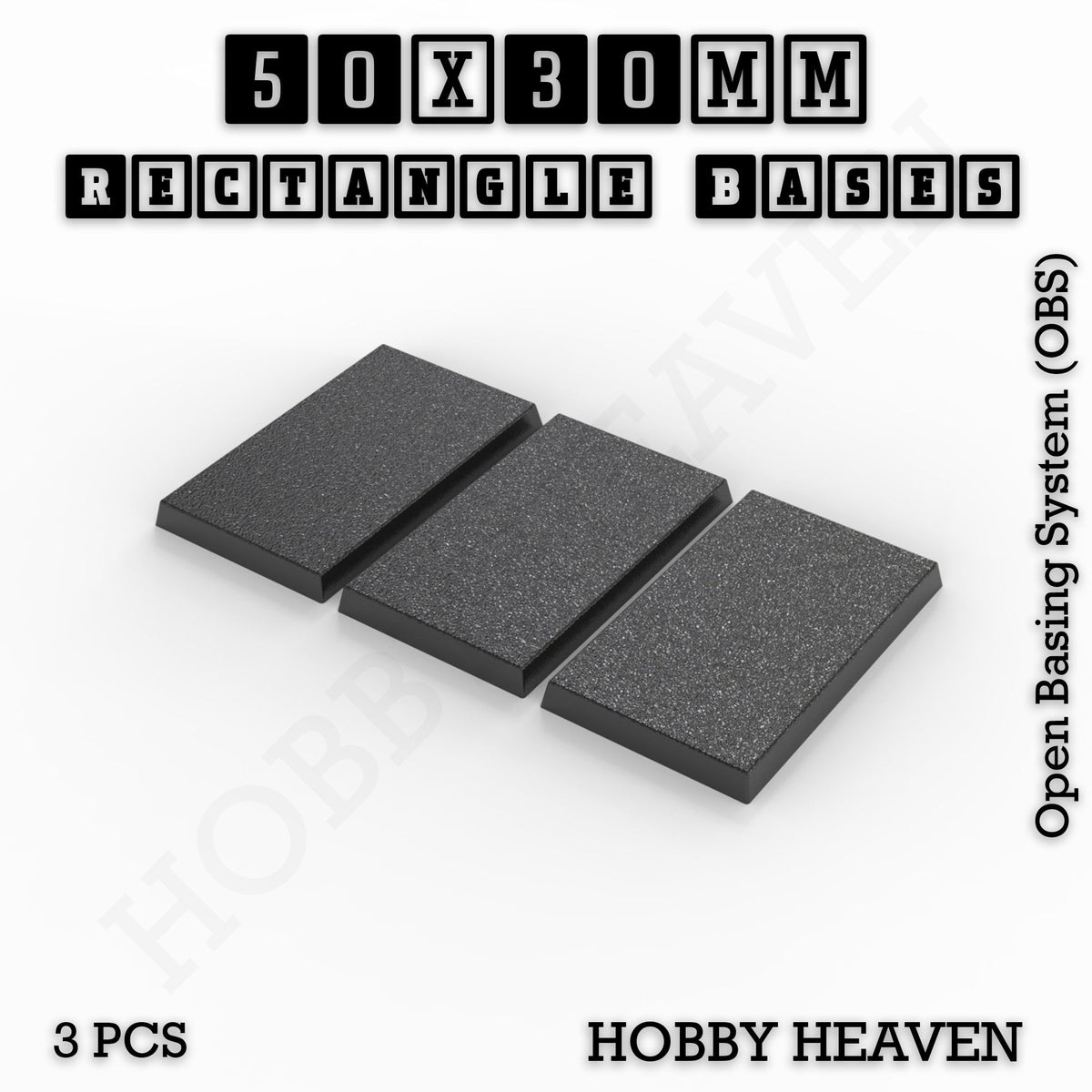 Rectangle Bases Small Sizes - 20x15mm to 75x25mm and up to 60x50mm Wide - 3D Print Tabletop Games