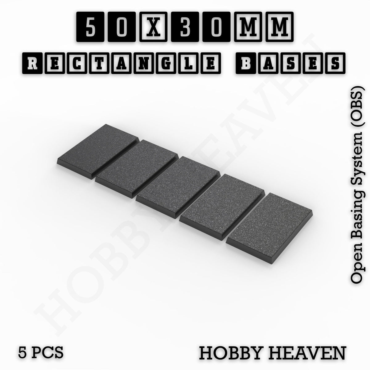 Rectangle Bases Medium Sizes - 75x30mm to 125x40mm and up to 100x90mm Wide - 3D Print Tabletop Games