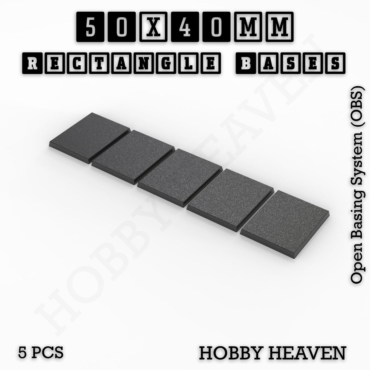 Rectangle Bases Small Sizes - 20x15mm to 75x25mm and up to 60x50mm Wide - 3D Print Tabletop Games