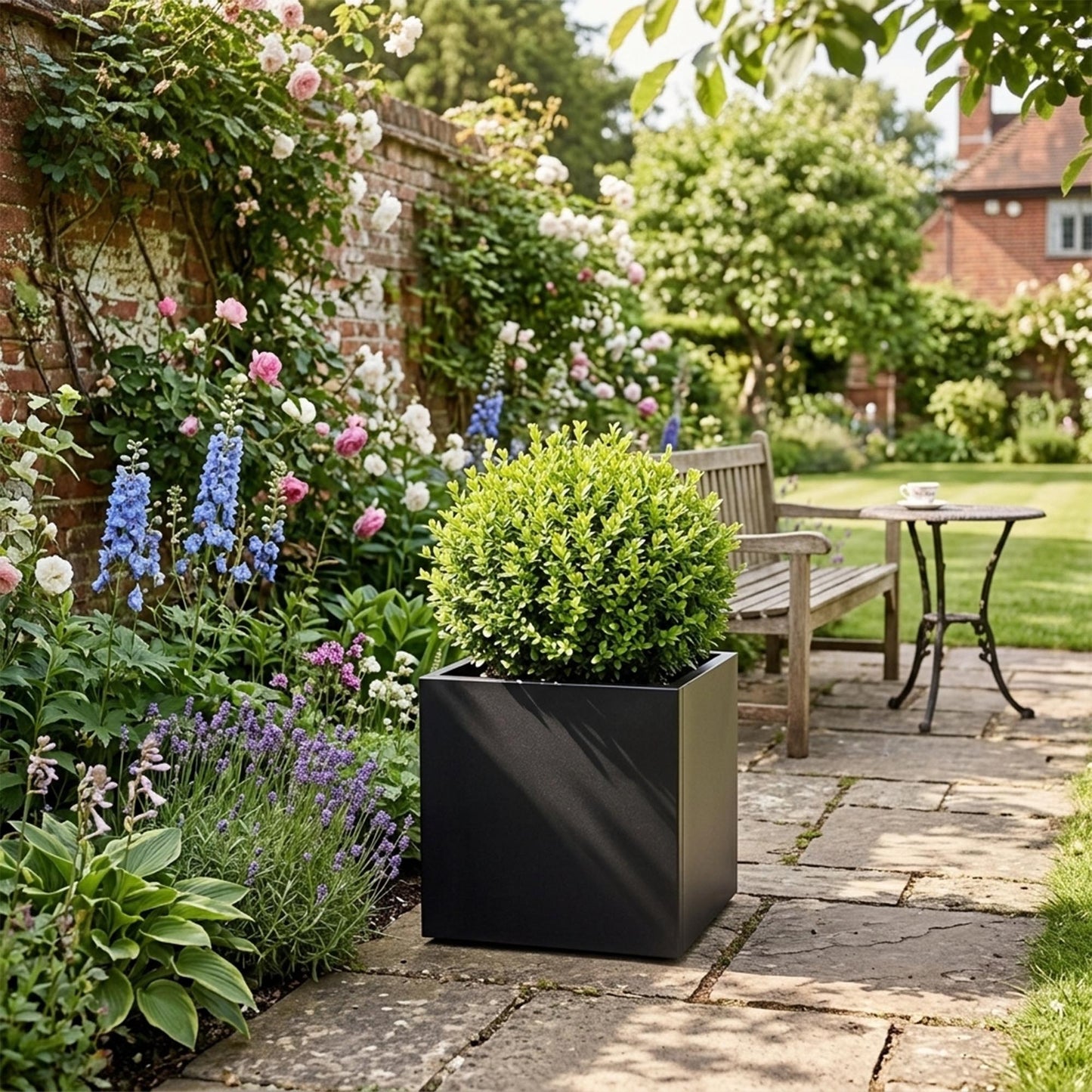 Galvanised Steel Black Cube Metal Planter 50cm x 50cm