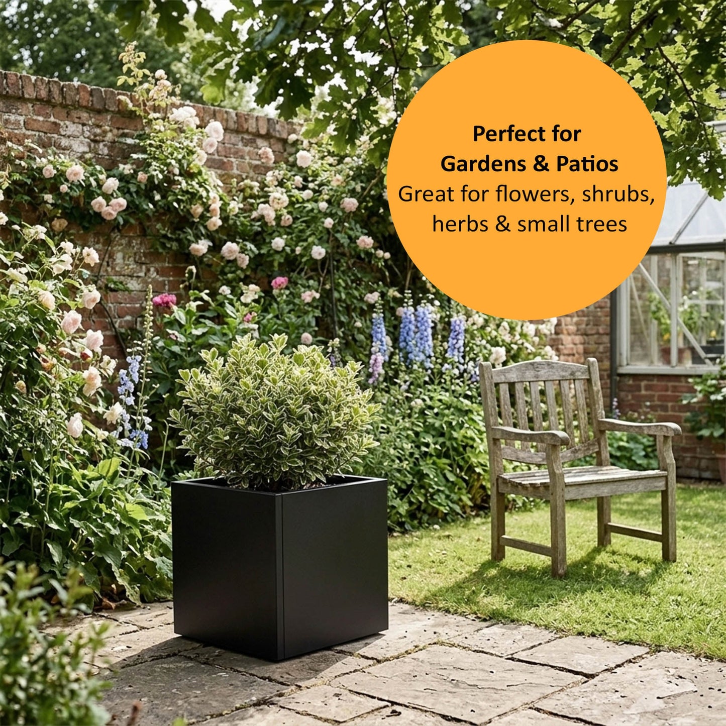 Galvanised Steel Black Cube Metal Planter 50cm x 50cm