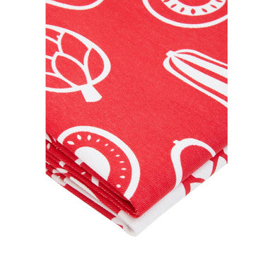 Set Of Three Besa Red Tea Towels