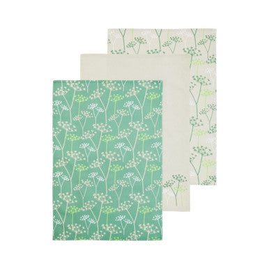 Set Of Three Cow Parsley Tea Towels