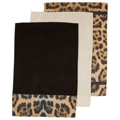 London Leo Set of 3 Tea Towels in Leopar