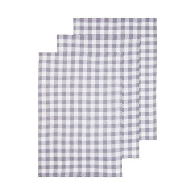 Doro Set Of Three Grey And White Cotton Tea Towels