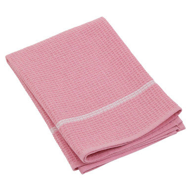 Doro Set Of Three Waffle Pink And White Tea Towels