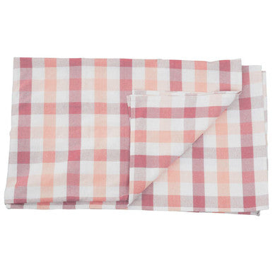 Toasted Almond and Coral Check Tablecloth | Thread and Loom