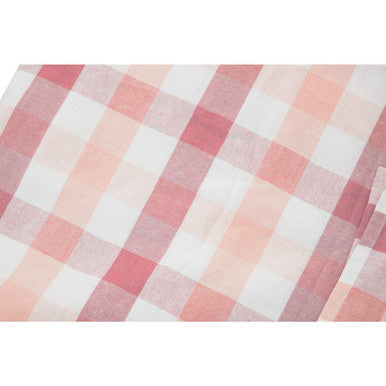 Thread and Loom Toasted Almond And Coral Check Tablecloth