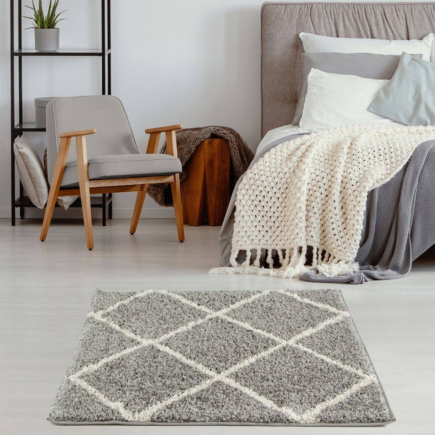 Moroccan Grey Shaggy Rug | 510
