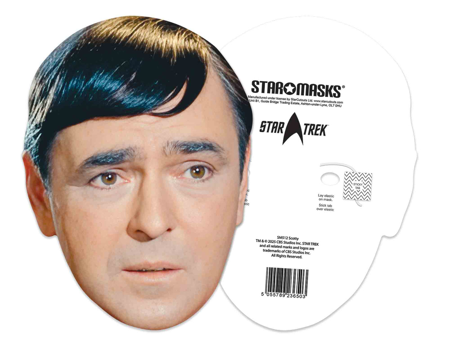 SM512 Scotty Mask James Doohan Star Trek  - Includes Tabs and Elastic