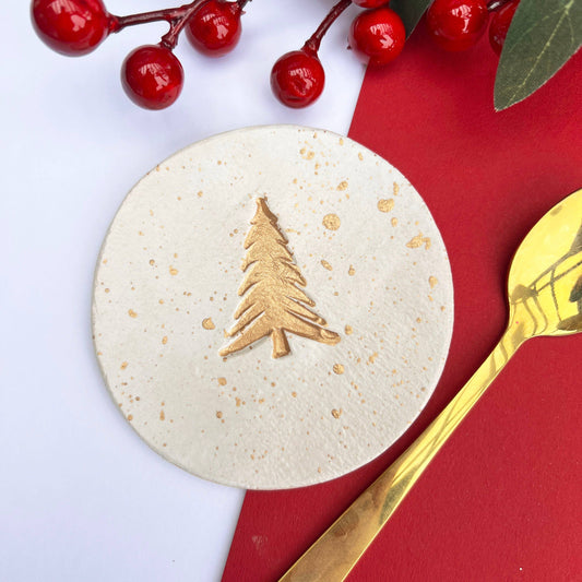 Gold Christmas Tree Coasters