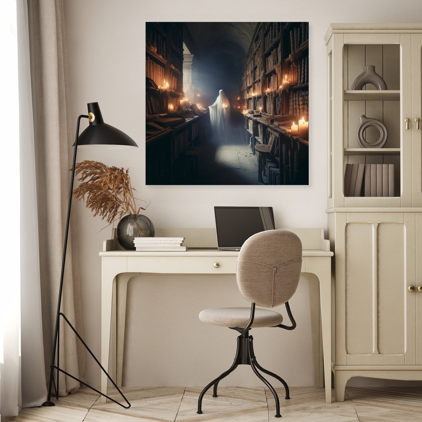 Ghostly Scholar's Library Canvas
