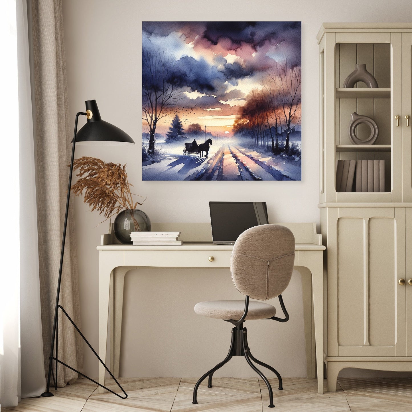 Melancholic Dawn Sleigh Ride Canvas