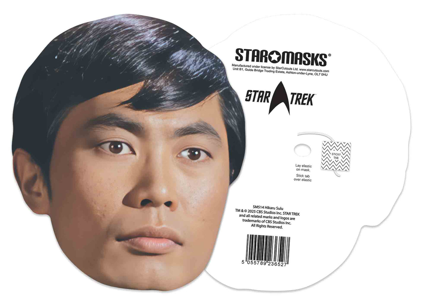 SM514 Sulu Mask George Takei Star Trek  - Includes Tabs and Elastic