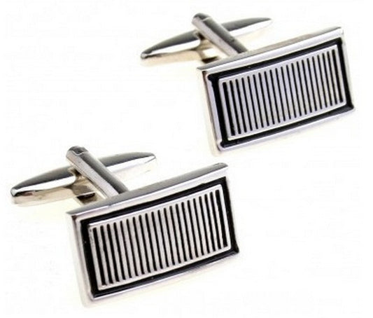 black and silver striped cufflinks