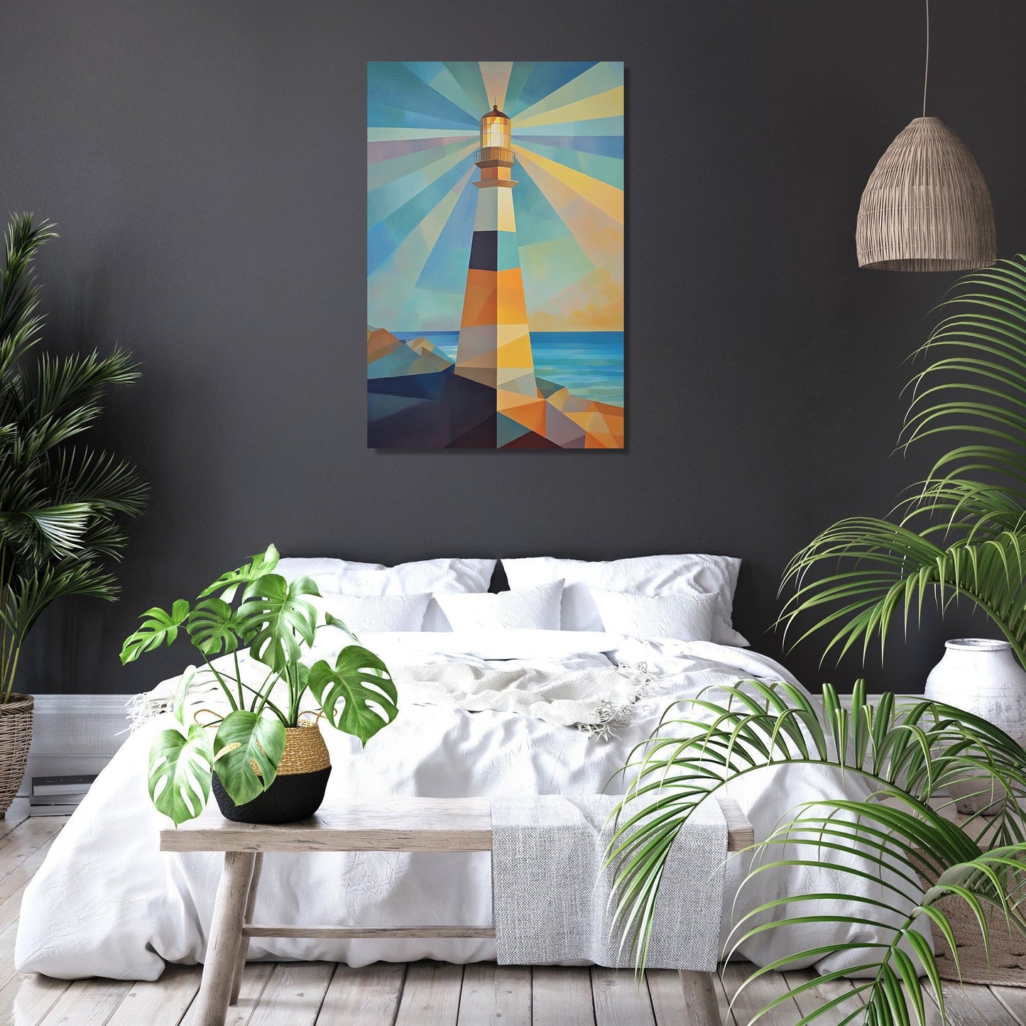 Geometric Lighthouse Canvas