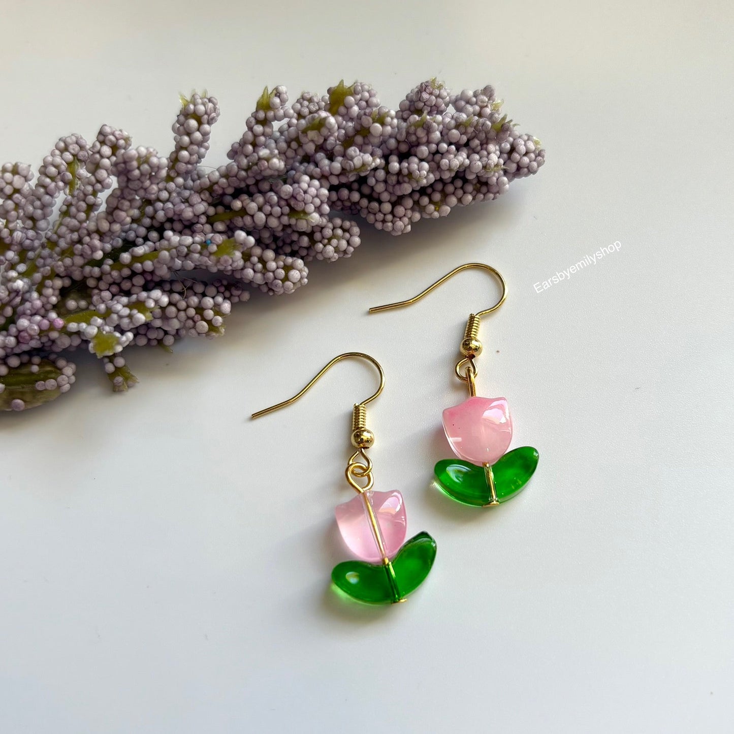 Cool silver or gold tulip flower dangle drop earrings