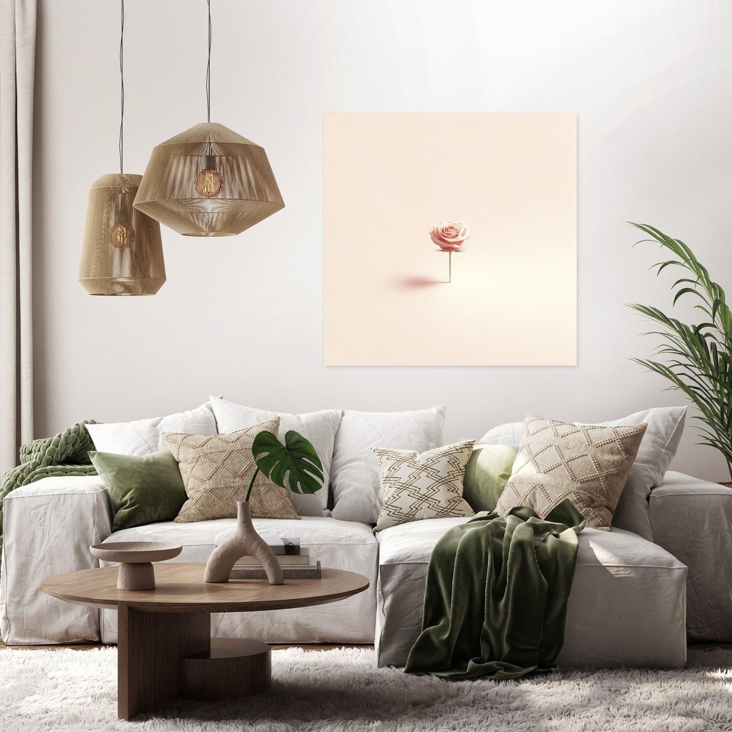 Minimalist Rose Contemplation Canvas