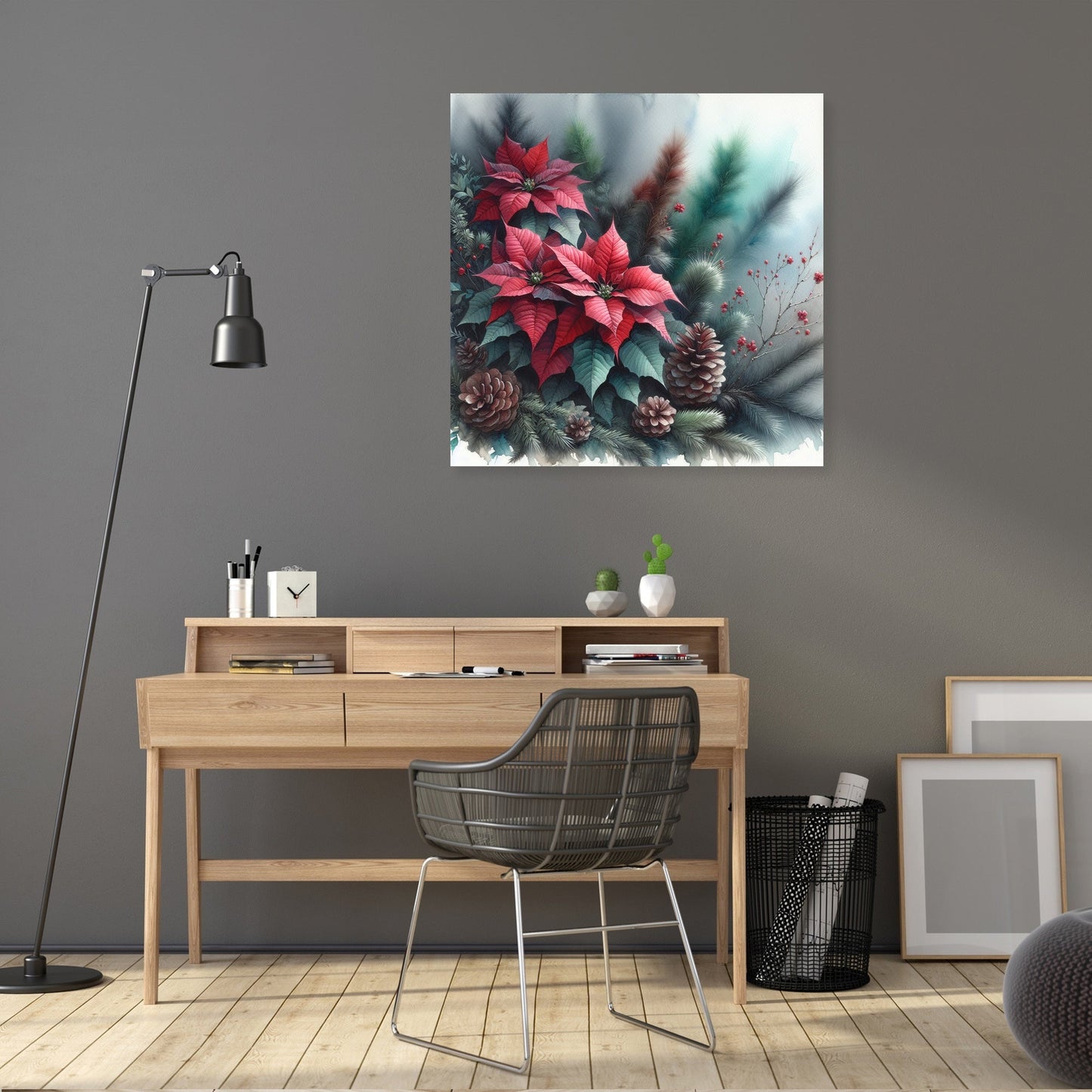 Velvety Poinsettia Winter Canvas
