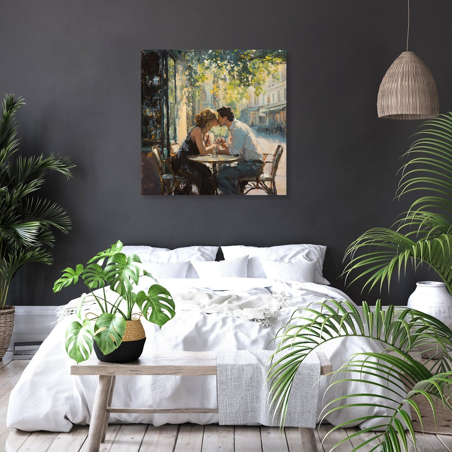 Lovers' Kiss Café Canvas