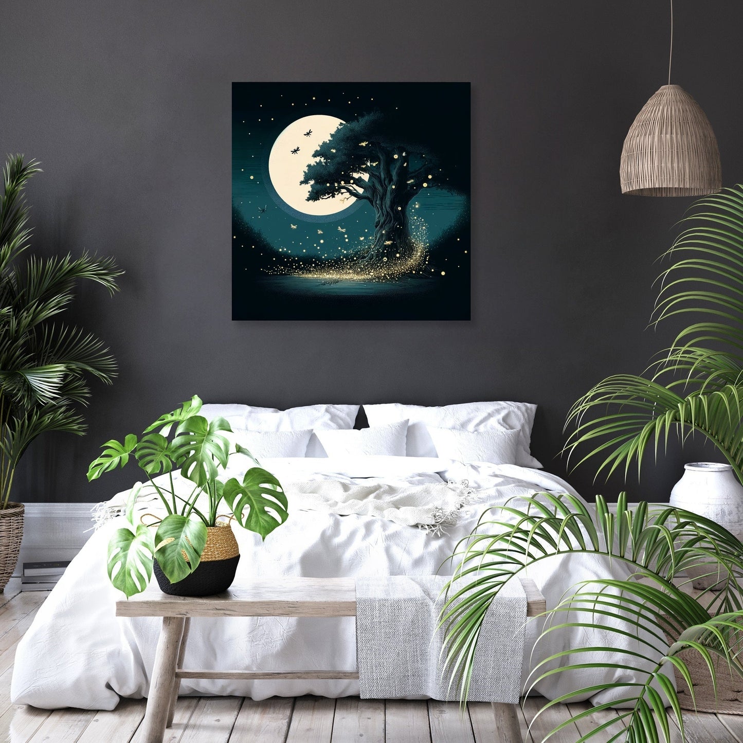 Moonlit Dance of the Fireflies Canvas