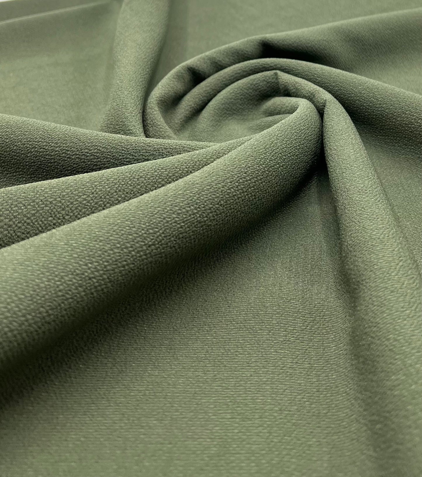 Khaki Green Plain Lightweight Bubble Crepe Fabric