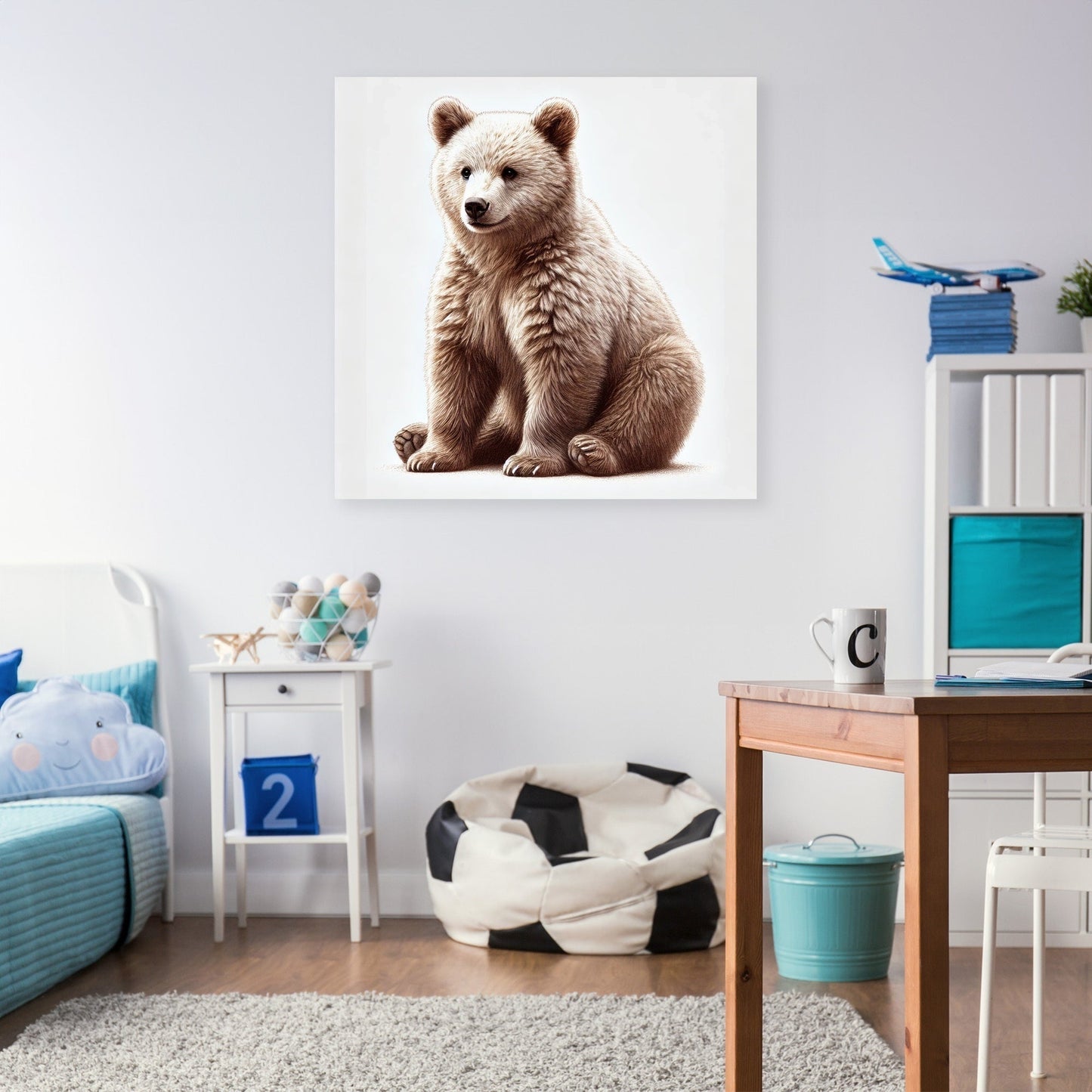 Whimsical Bear Sitting Canvas
