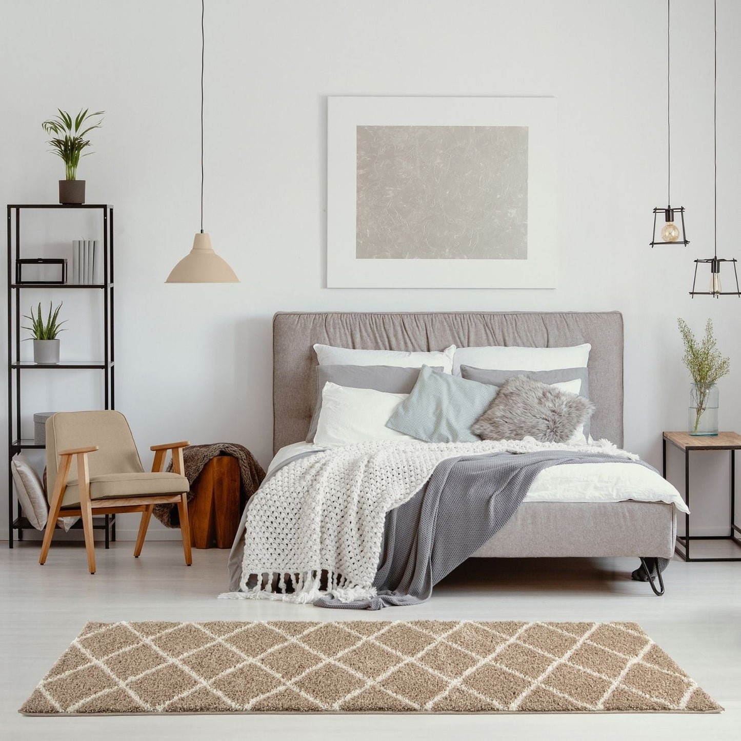 Moroccan Beige Shaggy Rug | 520