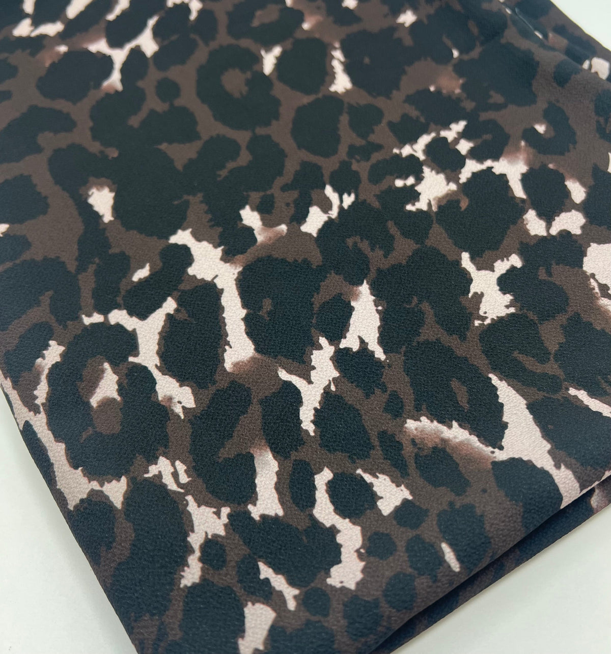Brown Grey Leopard Print Lightweight Bubble Crepe Fabric