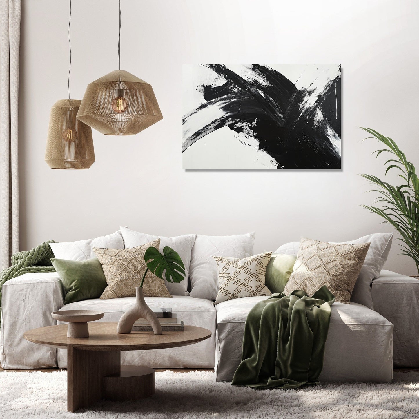 Monochrome Whirlwind Canvas