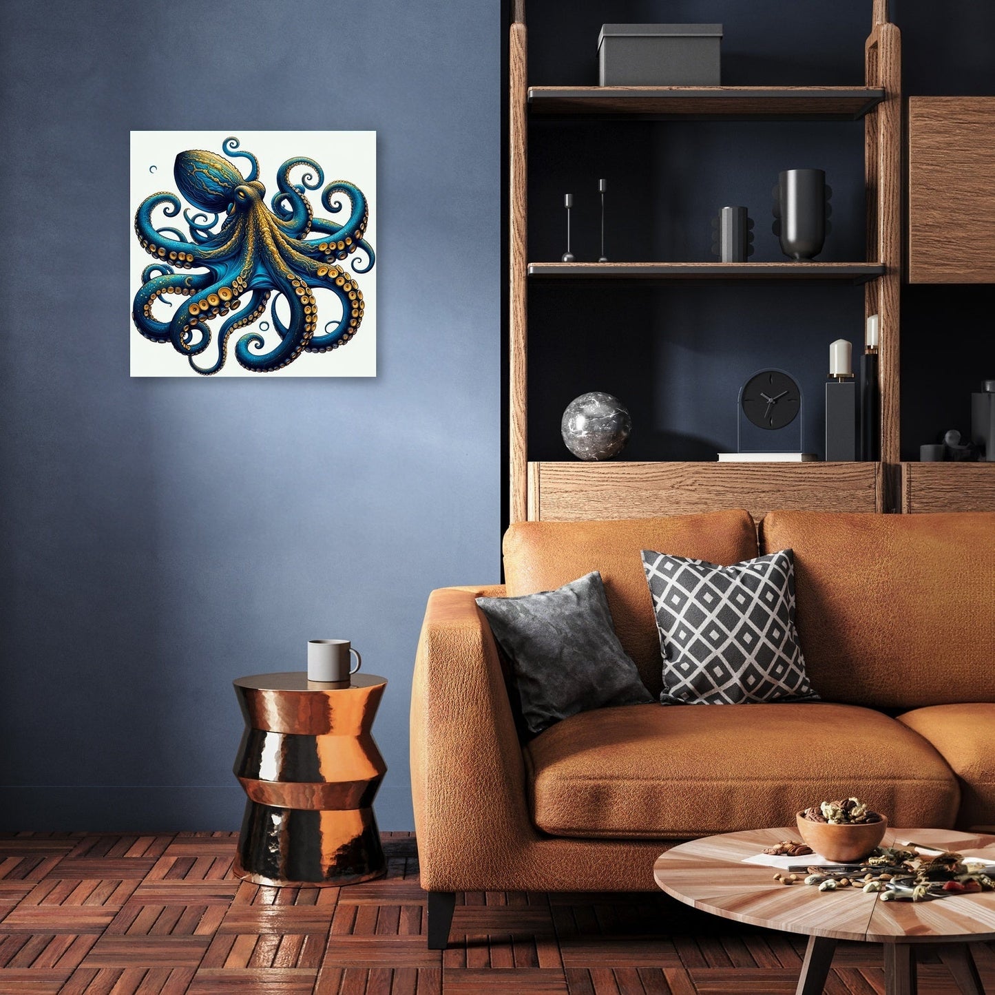 Oceanic Splendour: The Blue Octopus Canvas
