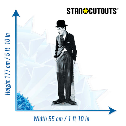 SC526 Charlie Chaplin Cardboard Cut Out Height 177cm
