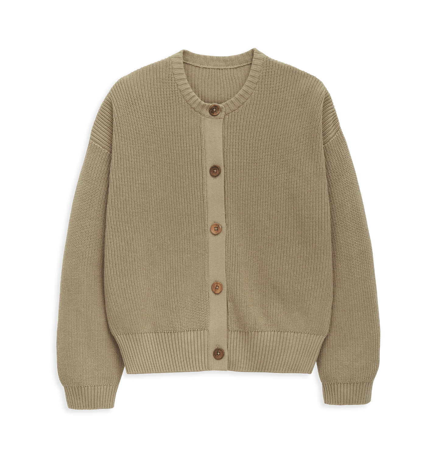 Organic Cotton Crew Neck Cardigan: Womens