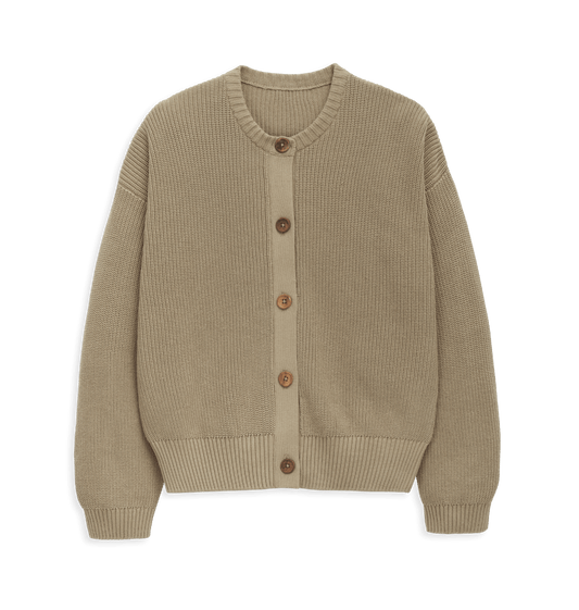 Organic Cotton Crew Neck Cardigan: Womens