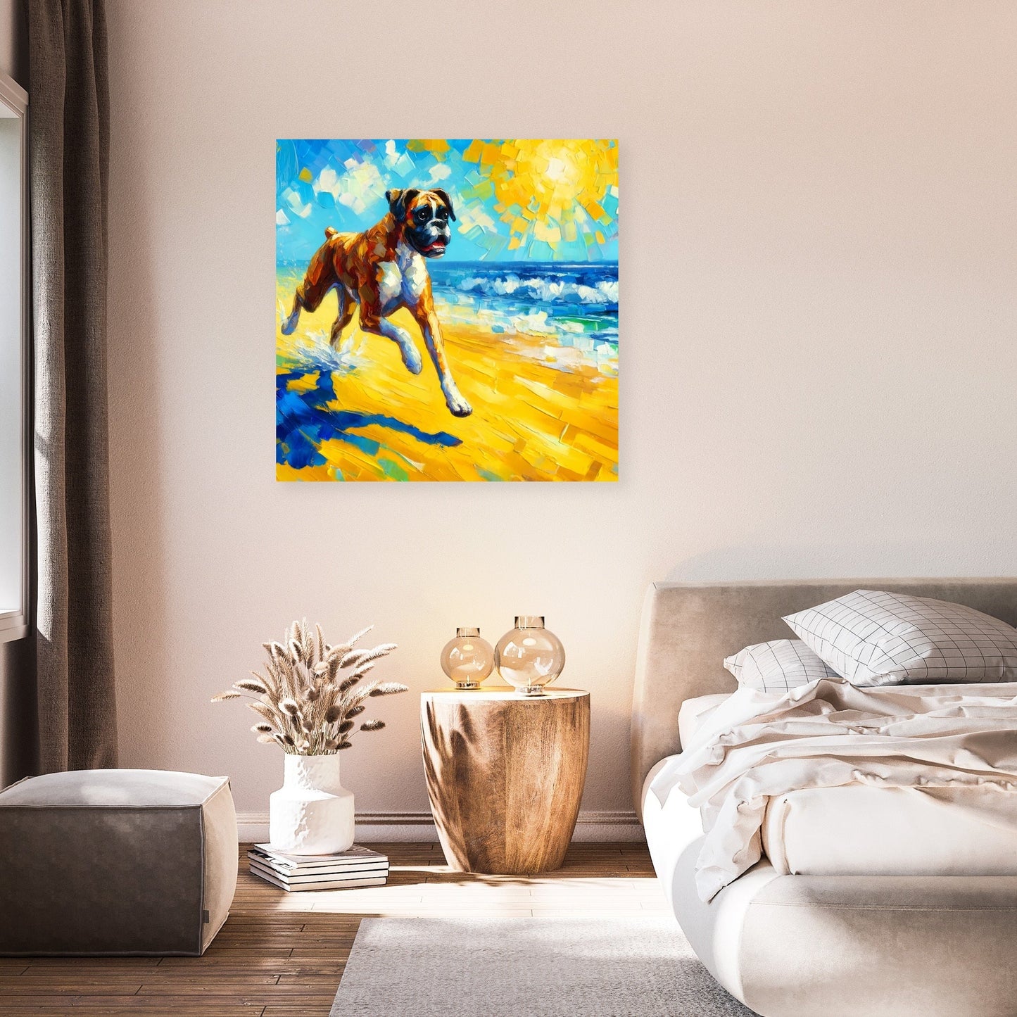 Boxer at the Beach Summer Vibes Canvas