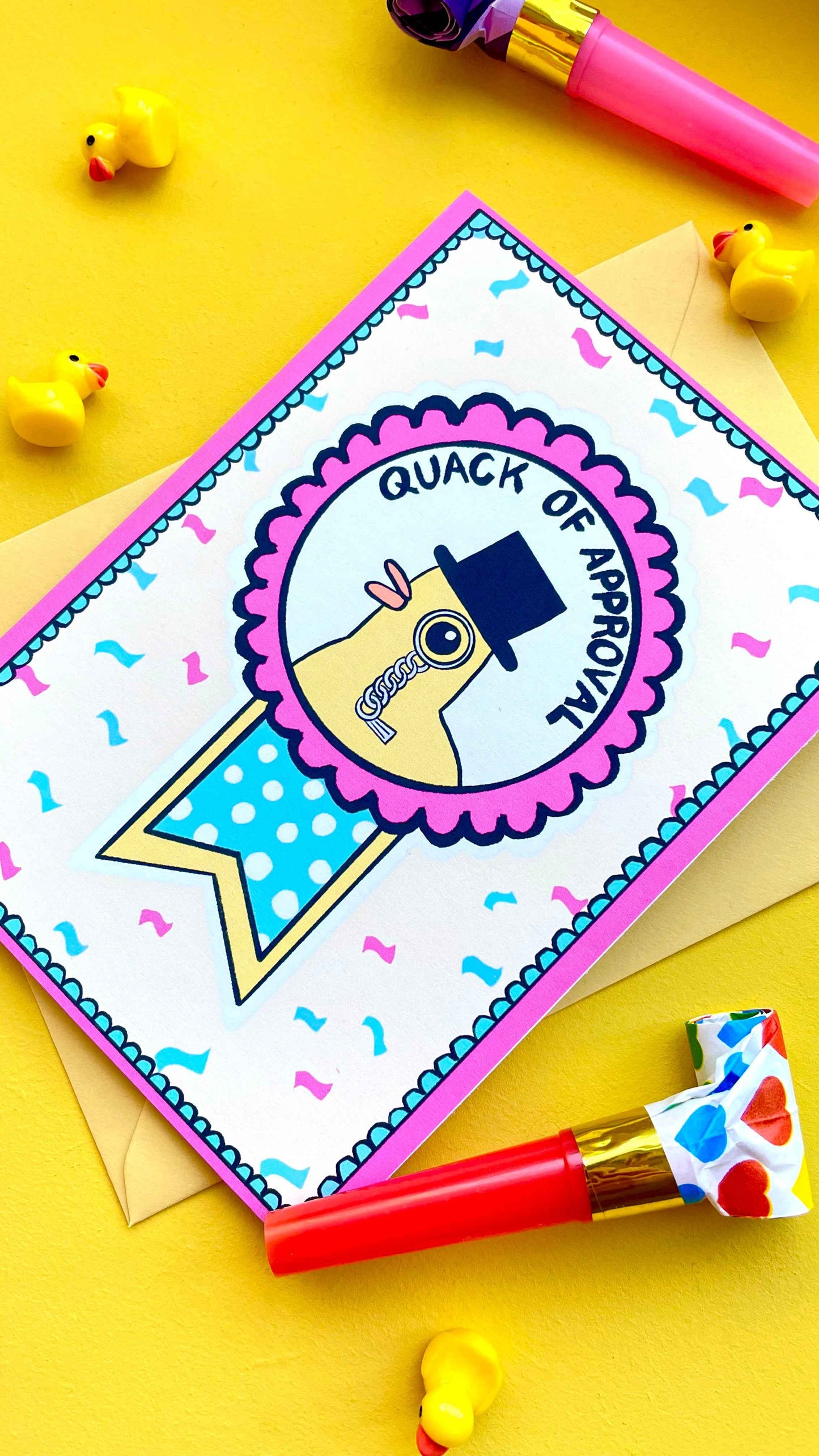 Funny Duck Quack of approval A6 Blank Greetings Card for Graduation, Well done, Engagement etc