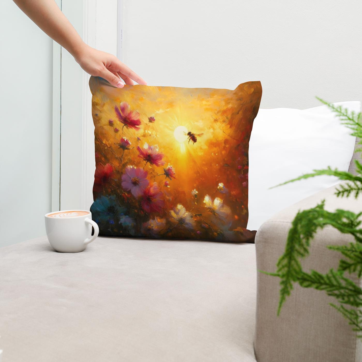 Golden Hour Bee Cotton Cushion