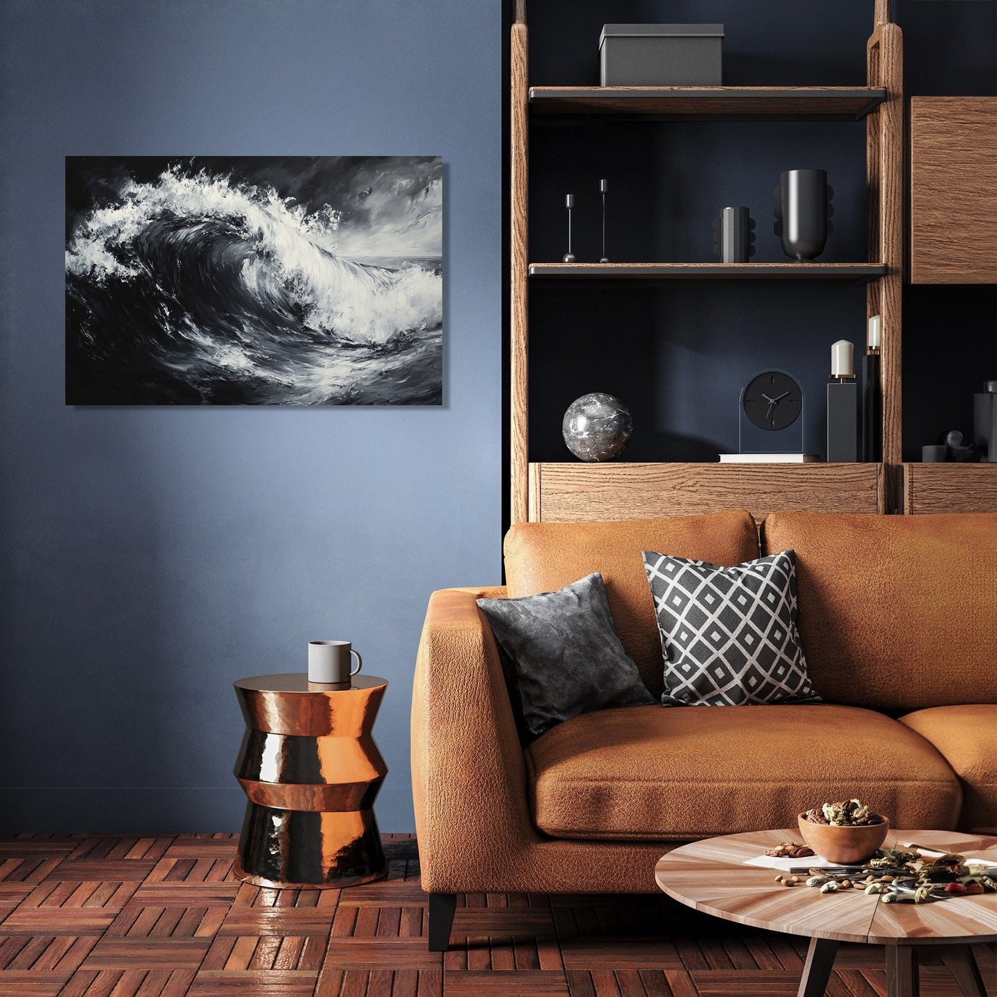 Monochrome Serenity Wave Canvas