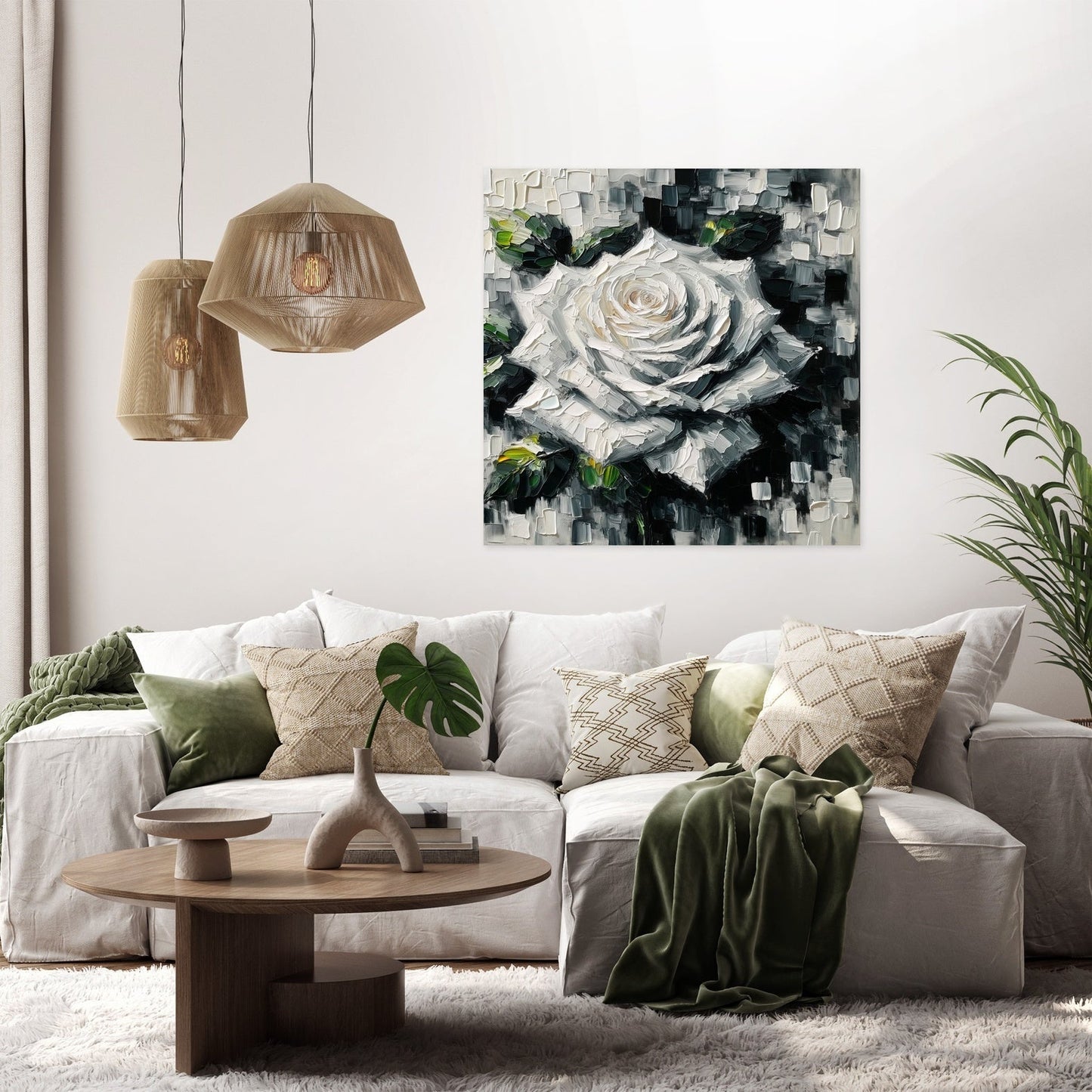 Monochrome Rose Canvas