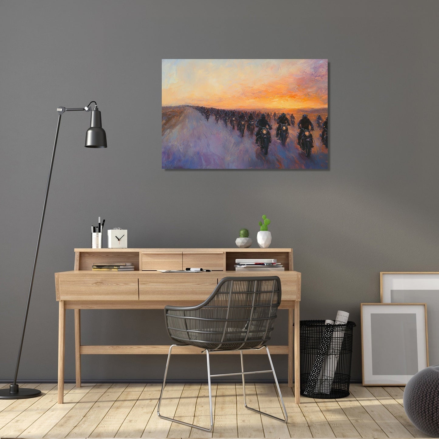 Sunset Biker Journey Canvas