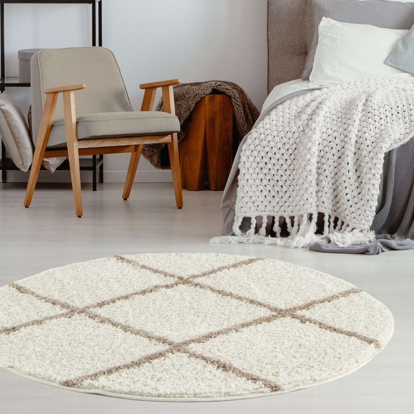 Moroccan Ivory Shaggy Rug | 530